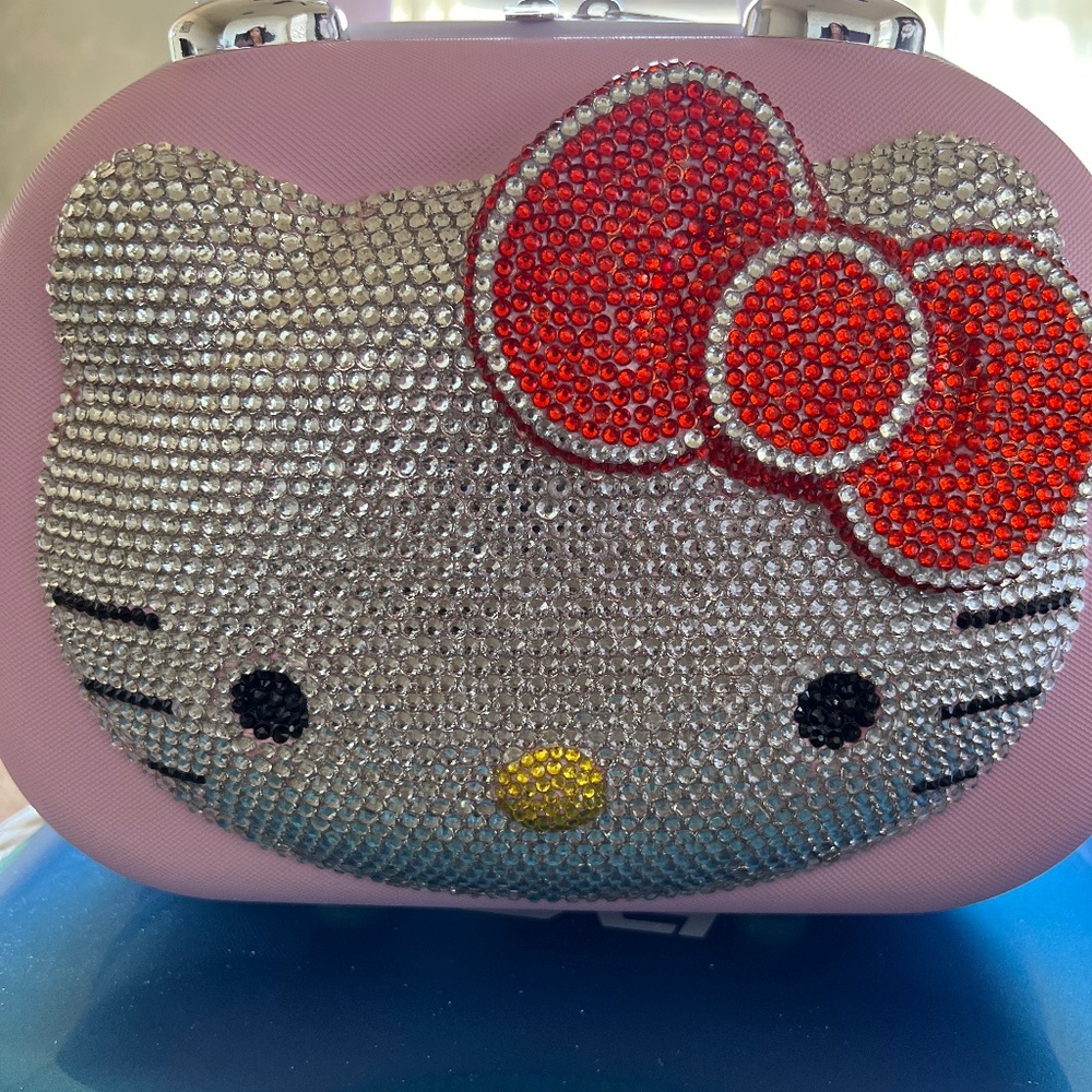 Rhinestone crystal hello Kitty cosmetic luggage case